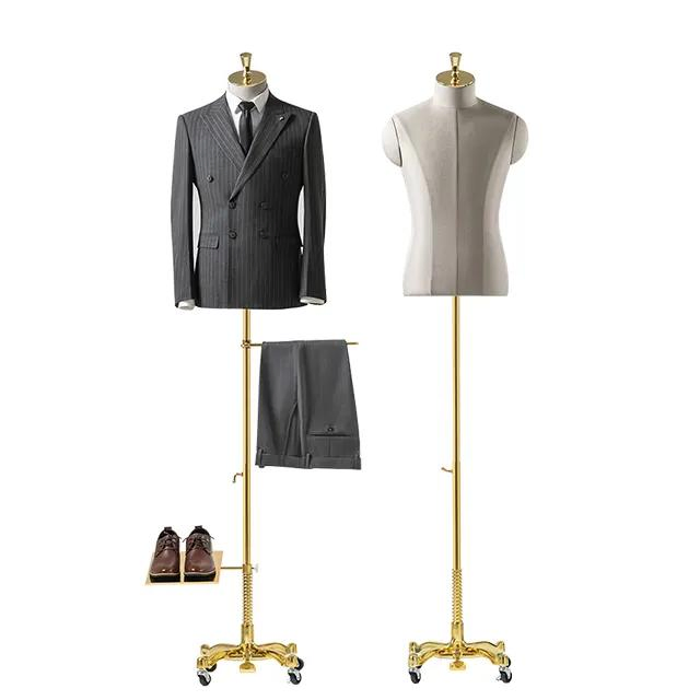 Half Body Male Mannequin Fabric Mannequin with Wooden Arms Mannequin for Suit