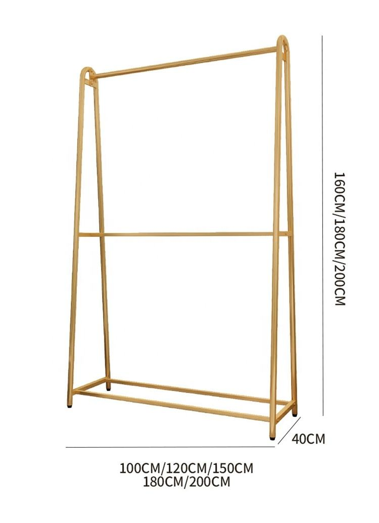 Factory Direct Commercial Modern Gold Garment Rack Customize Metal Fashion Cloth Hanger for Boutique Display for Clothes Stores