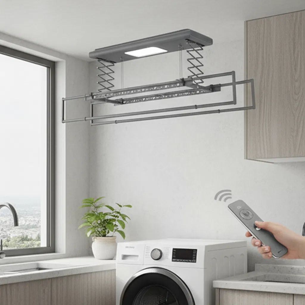 OEM Smart Laundry Electric Dryer Supplies Ceiling Lifting Wall Mounted Automatic Clothes Drying Hanger Rack