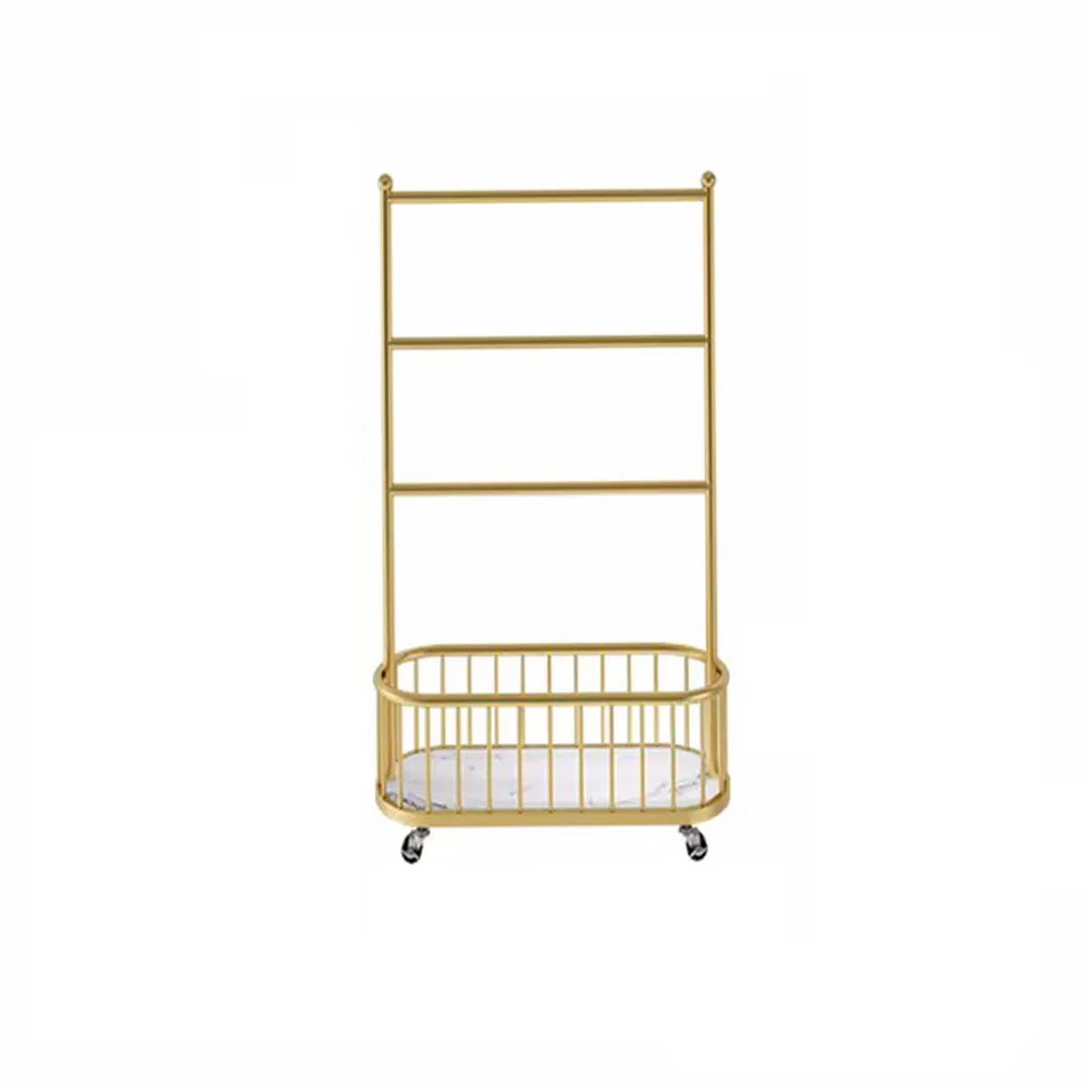 Hot Selling Floor Standing Multi-Layer Underwear/Underwear/Socks Display Rack in Gold/Black/White with Wheels and Savings Basket Made of Metal for Couture