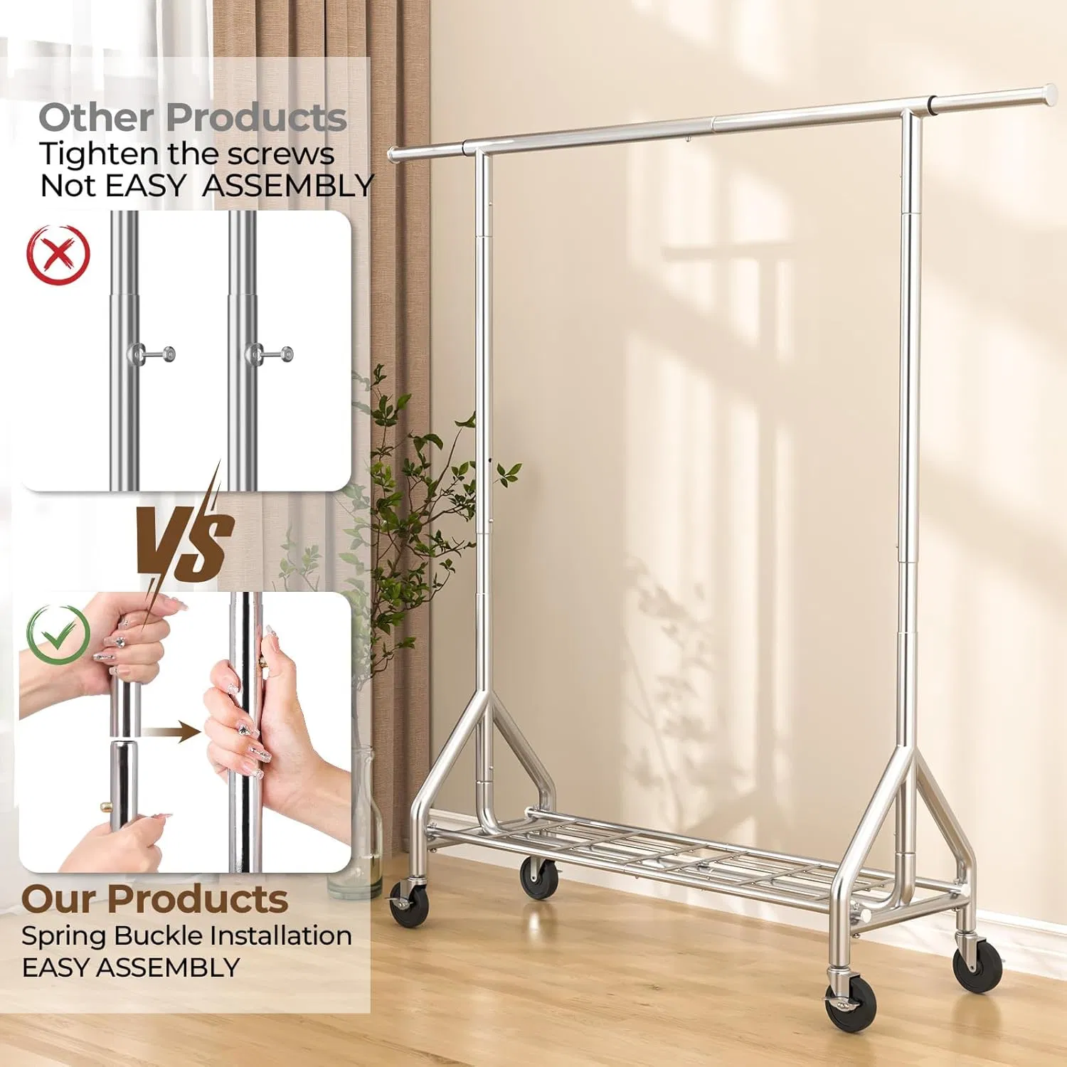 Metal Clothes Drying Rack Household Heavy Duty Clothes Hanger for Indoor Use