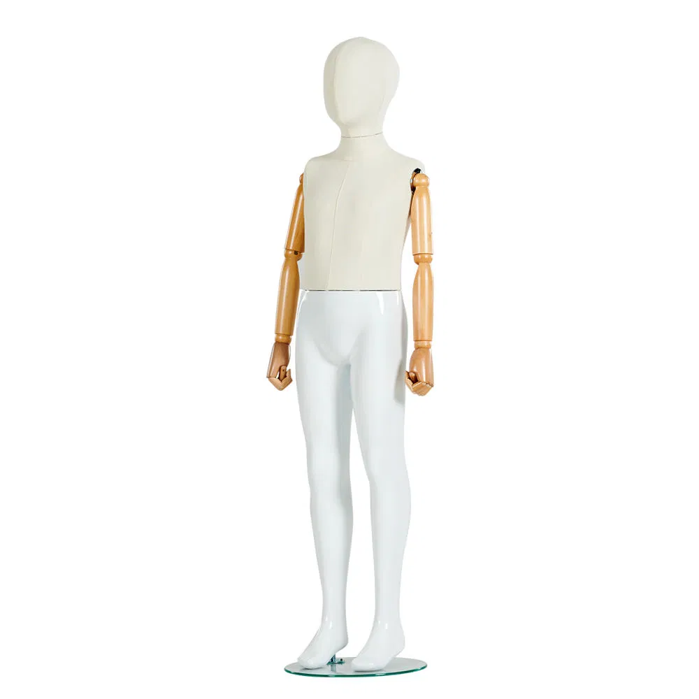 Cheap Wholesales Full Body Dress Form Fabric Child Mannequin with Wooden Arms