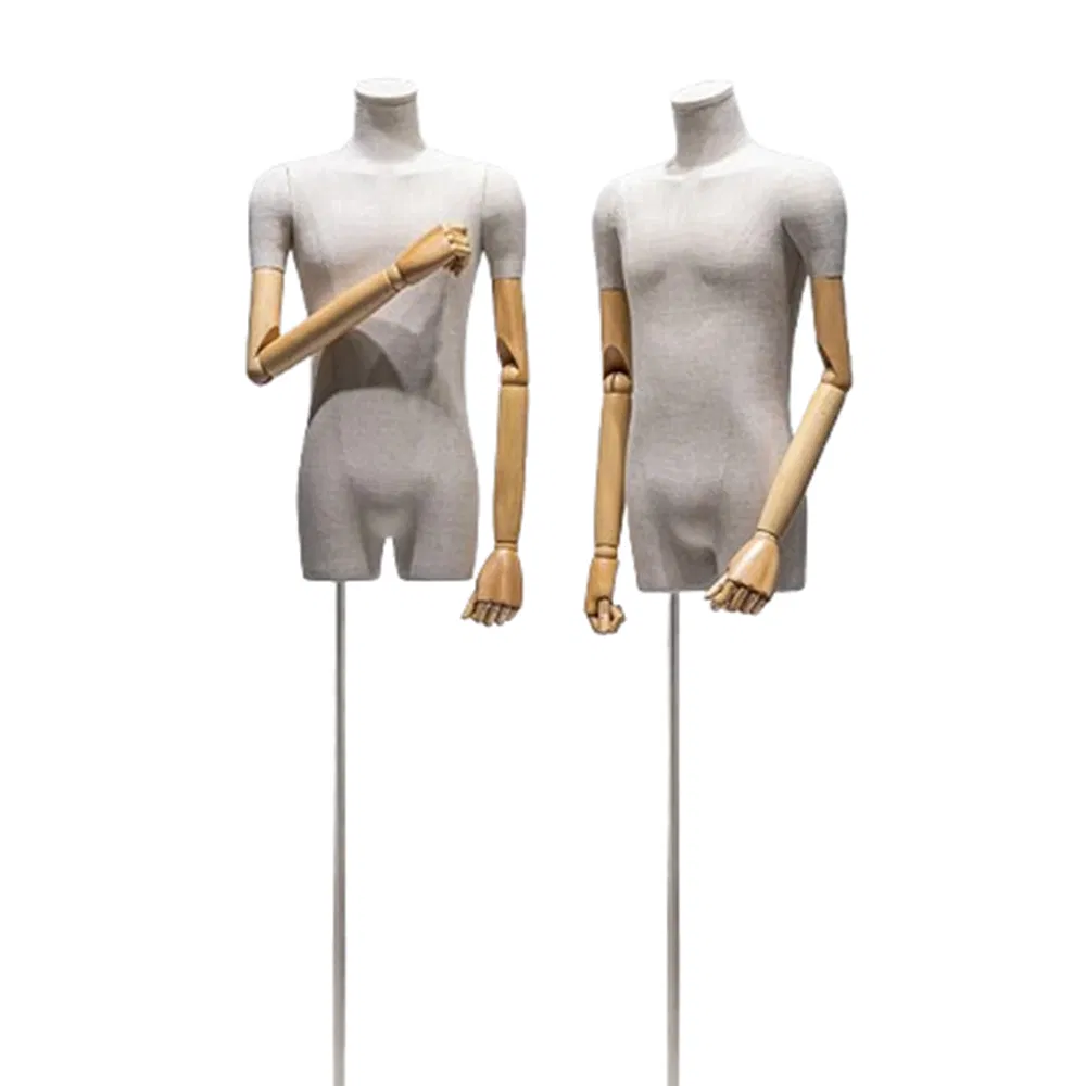 Factory Price Headless Upper Body Mannequin in Matte White/Grey with Flexible Arms and Adjustable Bracket Made of PP/PE/ABS/Fiberglass for Male Garment Display