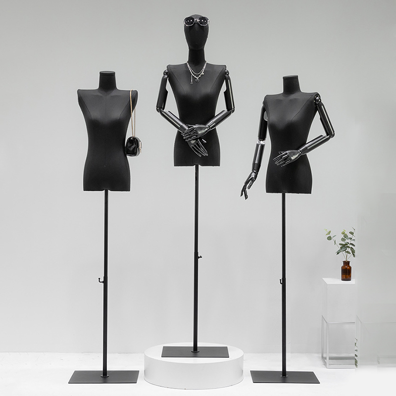 Adjustable Height Clothes Covered Half Body Female Mannequin