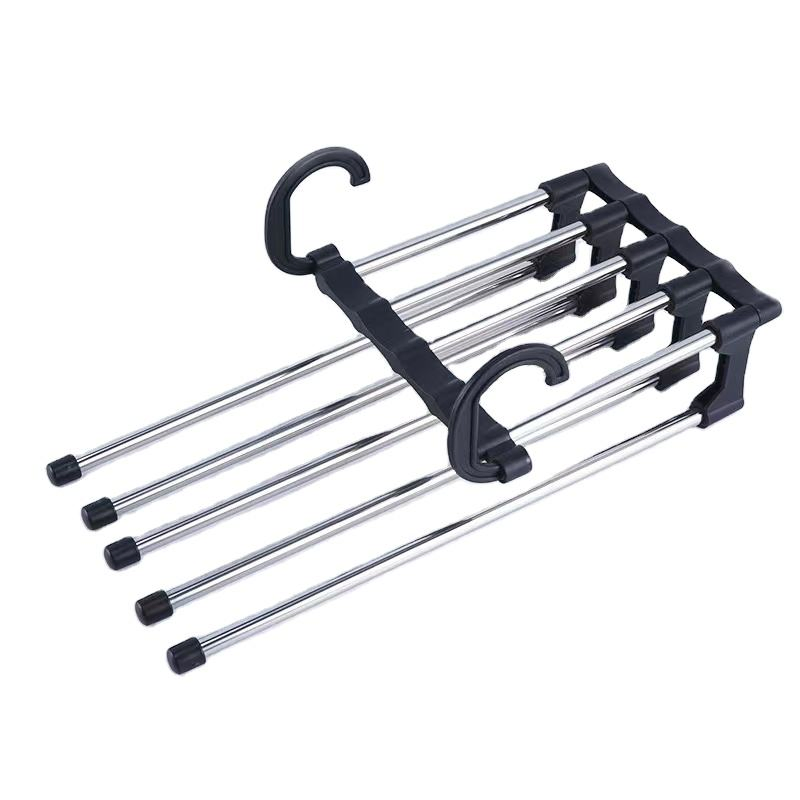 High Quality 5 in 1 Multi-Layer Folding Hanger Multi-Functional Adjustable Clothes Rack