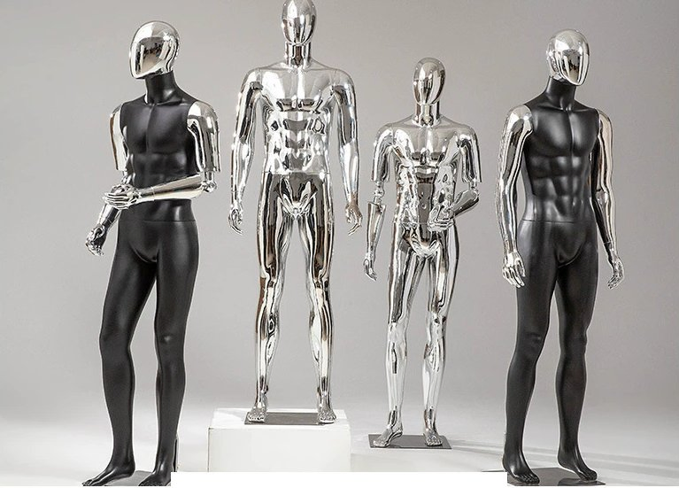 PP Female and Male Mannequin Wih Chromed Surface