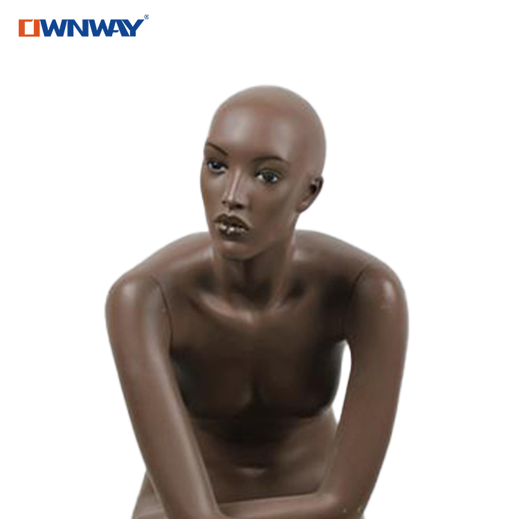 High Quality African American Glossy Female Mannequin with Make up Face