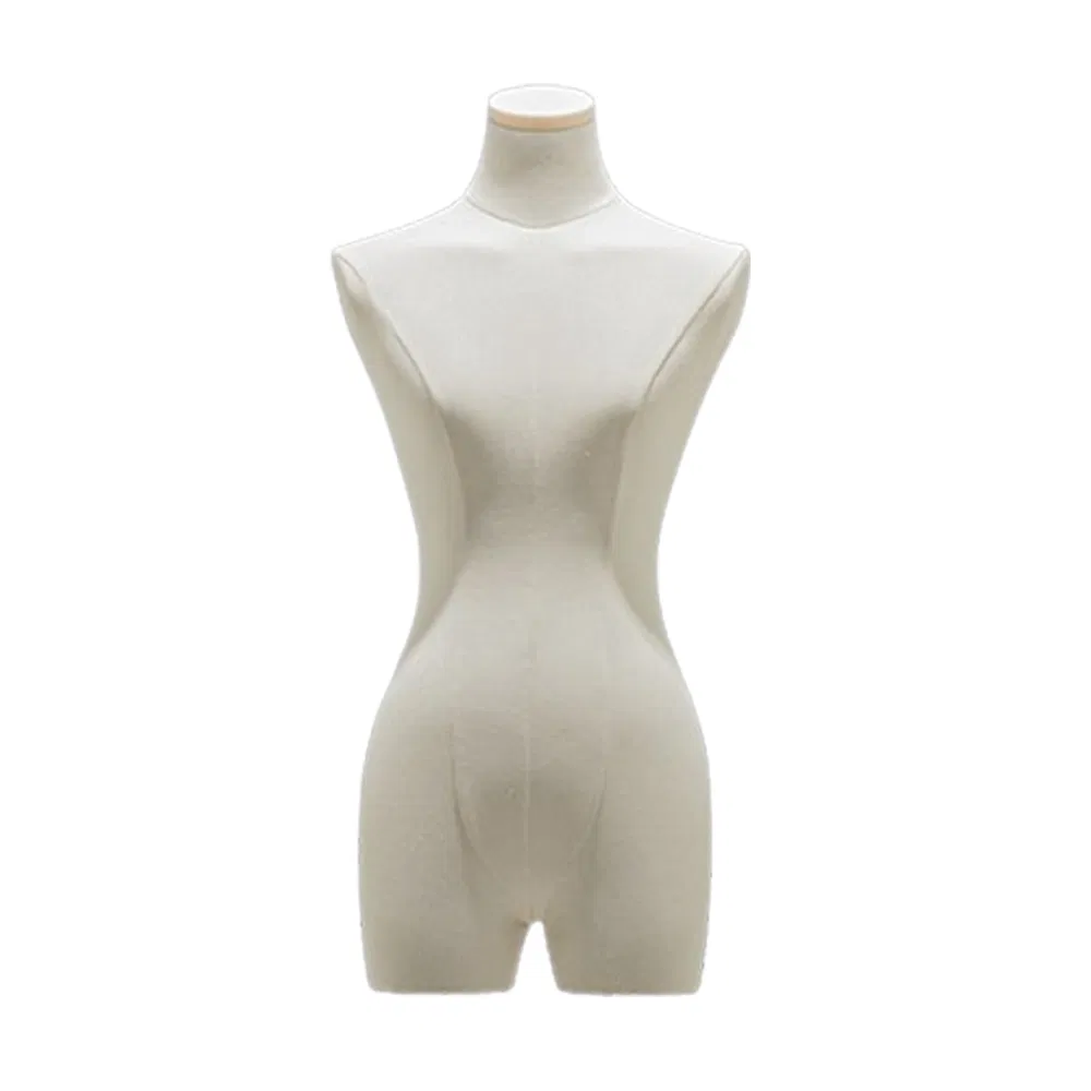 Fashionable Upper Body Headless Mannequin in Matte White/Black with Versatile Cloth Covered Head Cover Made of PP/PE/ABS/Fiber Glass for Female Garment Display