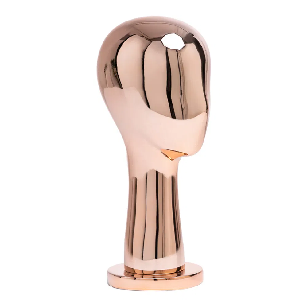 Wholesale Electroplating Mannequin Head in Glossy Gold/Rose Gold/Silver with Adjustable Height Bracket Base Made of Fiberglass/PP/PE/ABS for Hat/Glasses Display