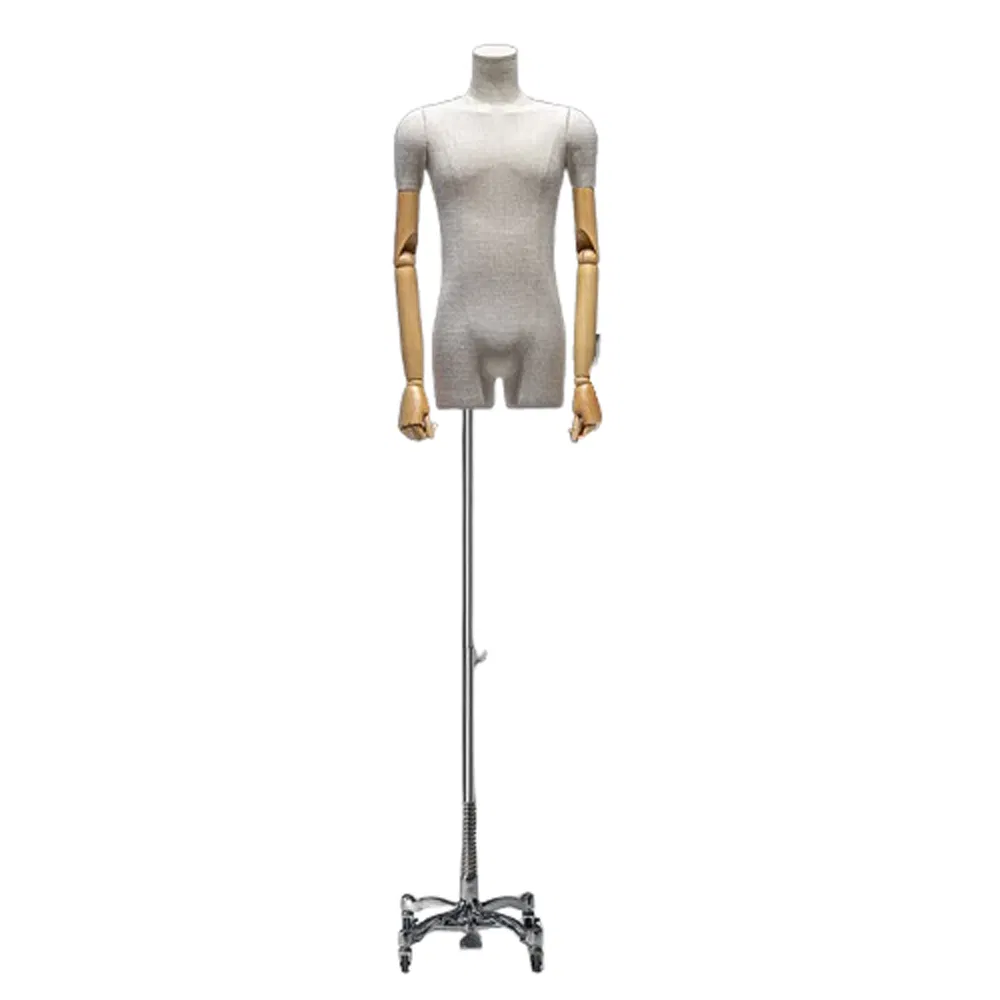Factory Price Headless Upper Body Mannequin in Matte White/Grey with Flexible Arms and Adjustable Bracket Made of PP/PE/ABS/Fiberglass for Male Garment Display