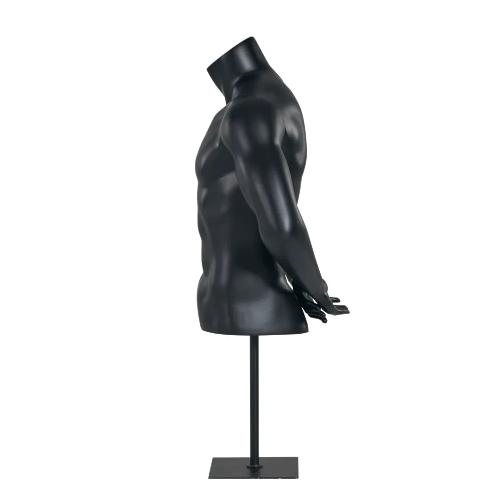 Headless Black Male Upper Half Body Mannequin for T-Shirts Display