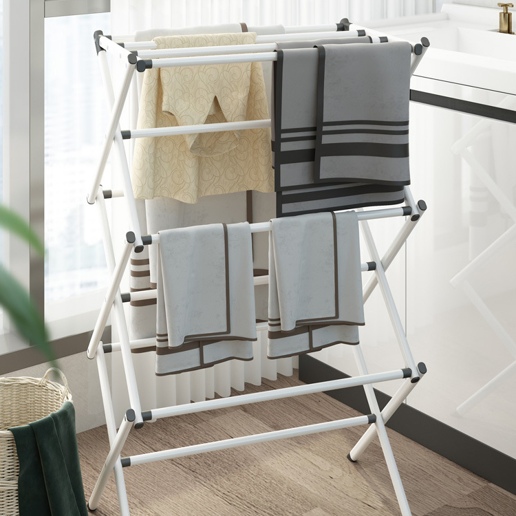 Sanipro Balcony Portable Metal and Plastic Heavy Duty Folding Clothing Dryer Laundry Hanger, Air Drying Rack for Clothes Towel