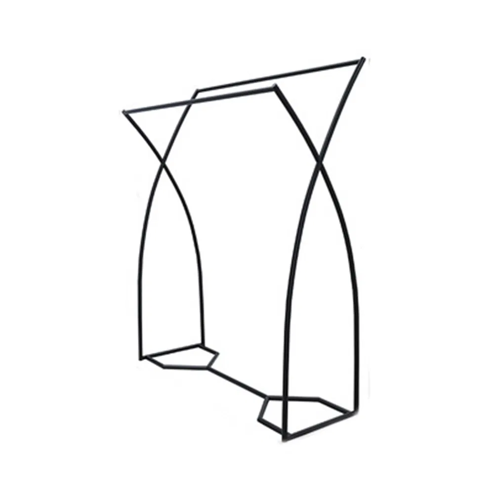 New Design Boutique X-Shape Double Pole Floor Movable Drying Racks in Black/White/Golden/Silver with Wheels Made of Iron for Garment Display