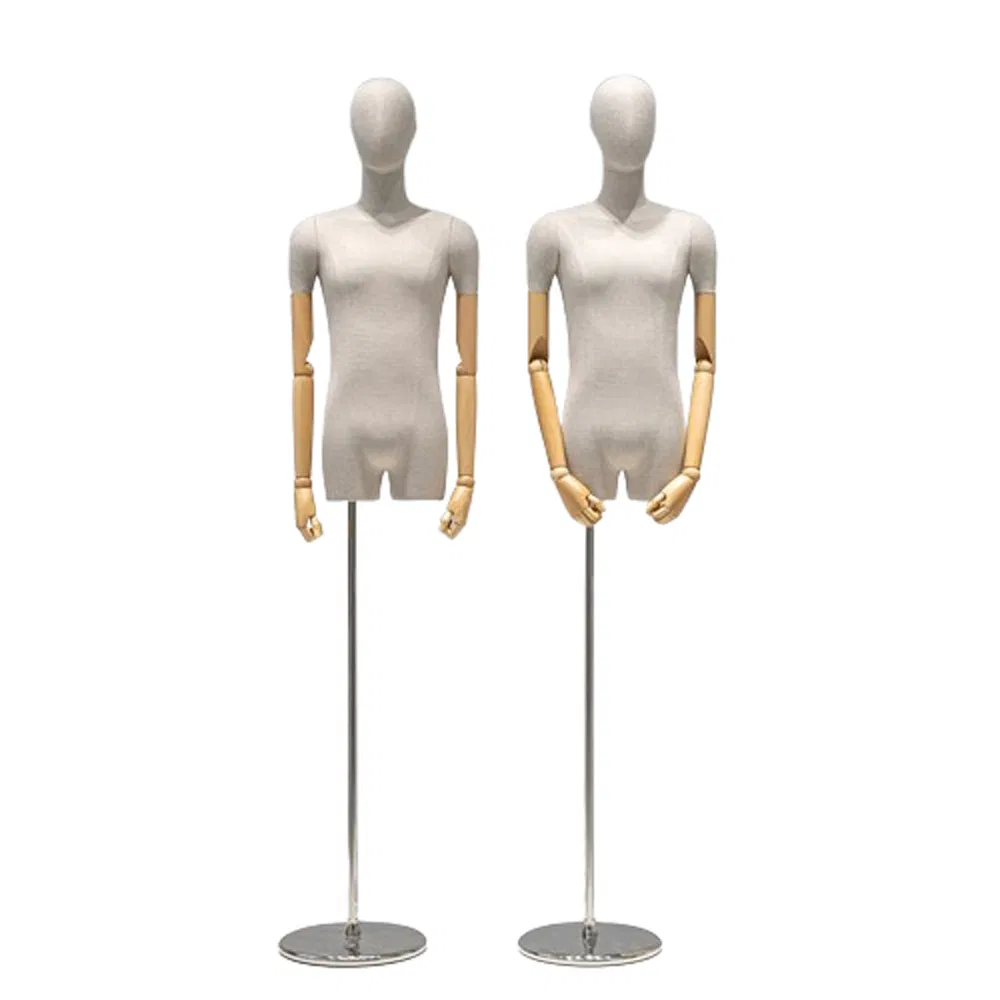 Factory Price Headless Upper Body Mannequin in Matte White/Grey with Flexible Arms and Adjustable Bracket Made of PP/PE/ABS/Fiberglass for Male Garment Display
