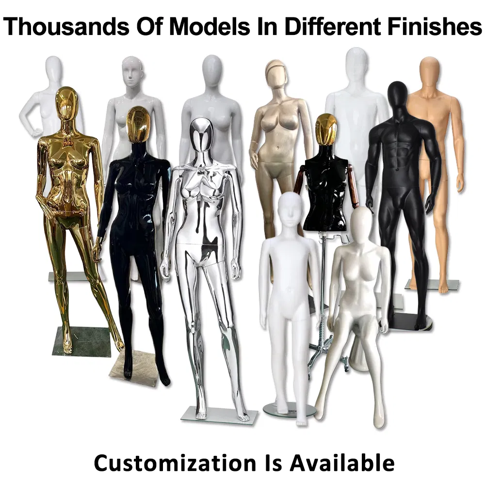 High-Quality Male/Female/Kid Full/Half Body PP/PE/ABS/Fiberglass Mannequins in Glossy/Matt White Black Grey Golden Chrome Silver Skin Colors Dummy for Display