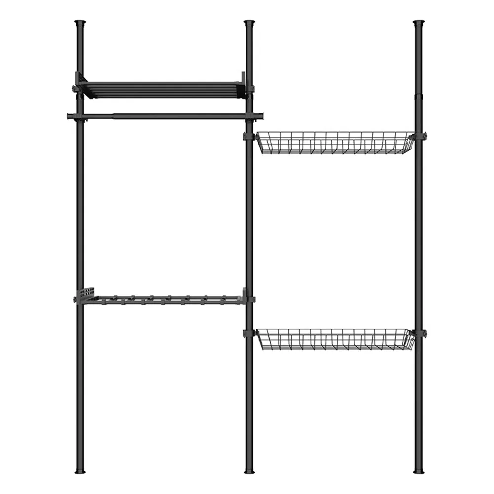 Round Metal Retail Floor Type Wholesale Portable Wardrobe Clothing Rack in Black/White/Matt Color for Houseware/Clothes Display