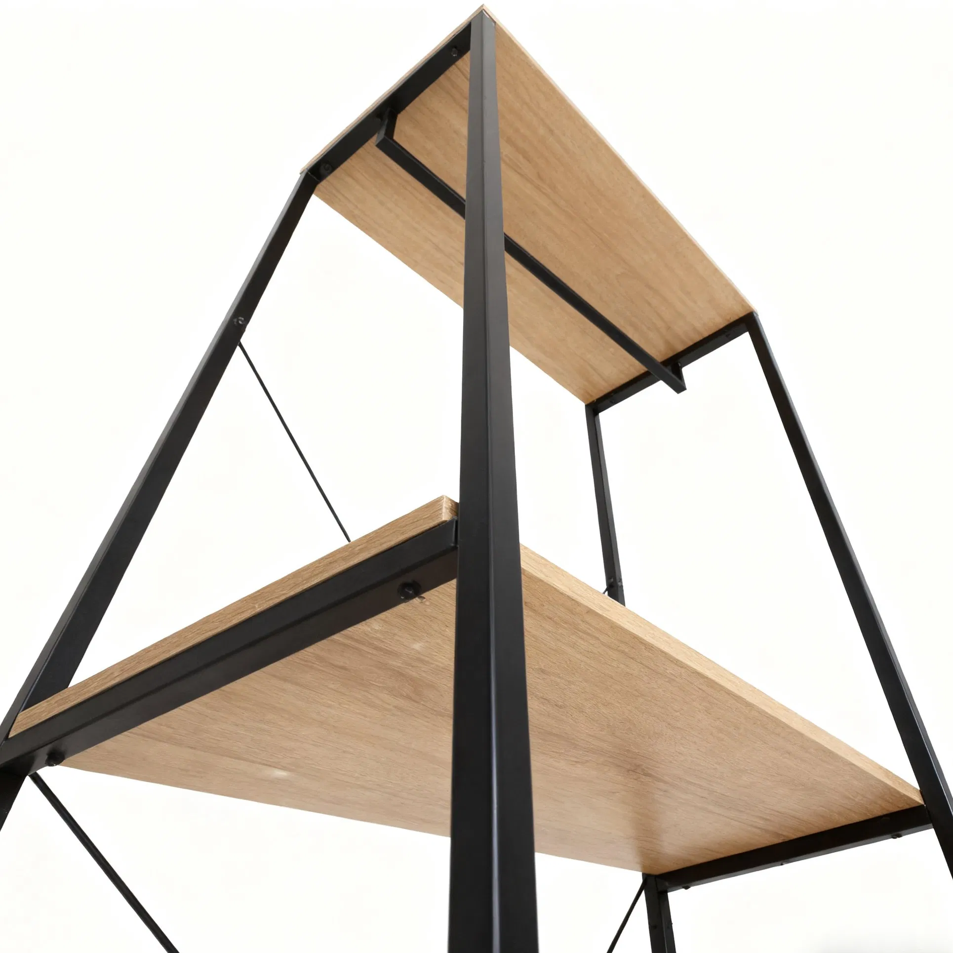 Modern Furniture Sleek Minimalist Coat Rack Wooden Color Clothes Hanger with Metal Frame for Bedroom Clothes Hanger