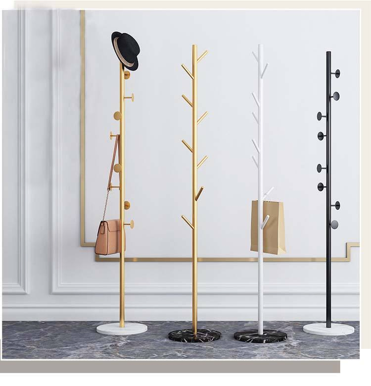 Modern Floor Standing Single Pole Gold Clothing Rack Hanger Stand Rack
