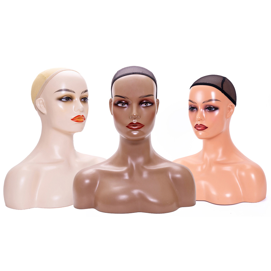 Mannequin Head Jewelry Display Mannequin Heads Plastic Female Mannequin Head with Shoulders Wig Display