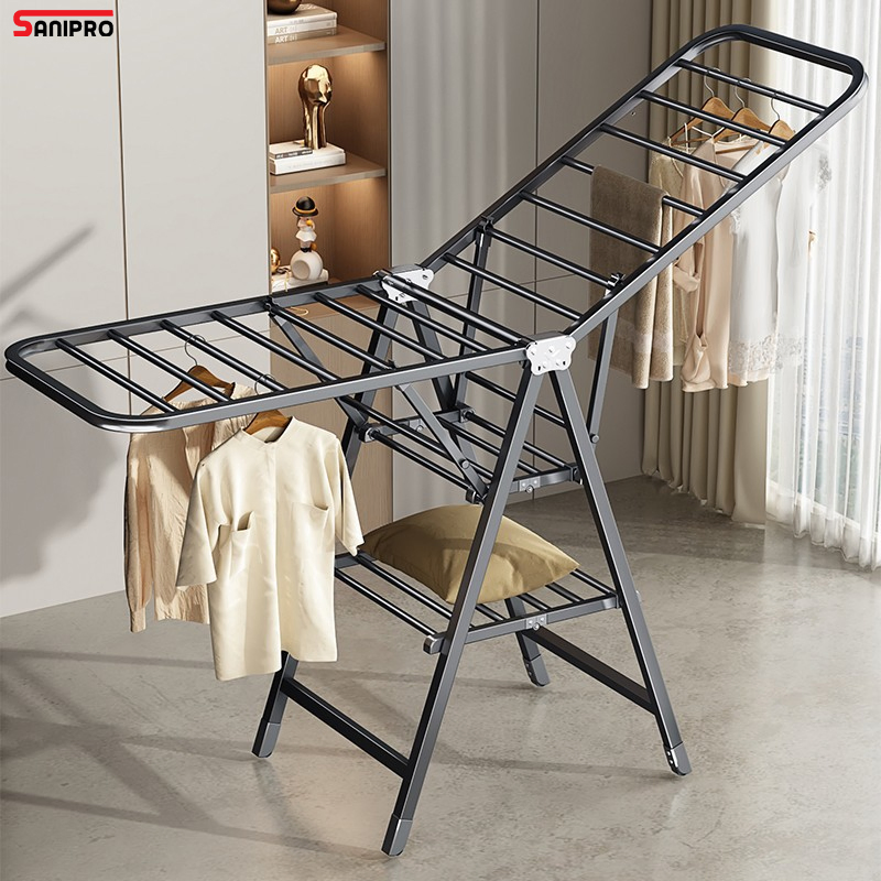 Sanipro Portable Wing Style Carbon Steel Laundry Dryer Hanger Bedroom Clothing Storage Rack Folding Clothes Drying Racks