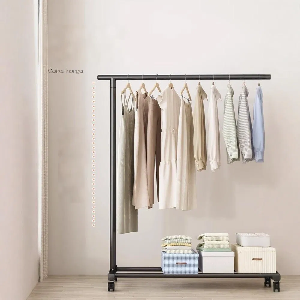 Floor Standing Clothes Drying Rack Household Foldable Single Pole Garment Rack Portable Indoor Laundry Hanger