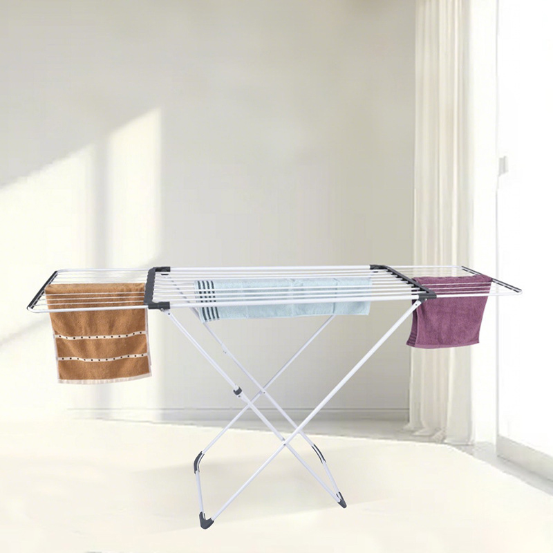 Sanipro Foldable Floor-Standing Iron Clothing Hanger Adjustable Retractable Clothes Drying Rack for Balcony Bedroom