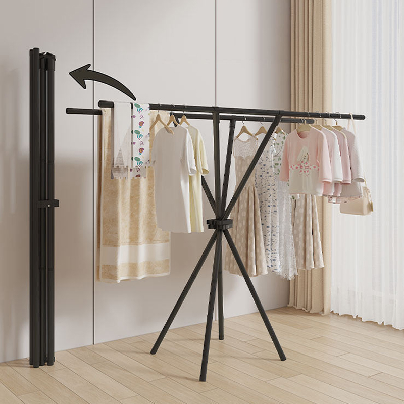 Sanipro Multi-Functional Bedroom Clothes Hanging Rack Storage Shelf Portable Balcony Foldable Laundry Drying Hanger