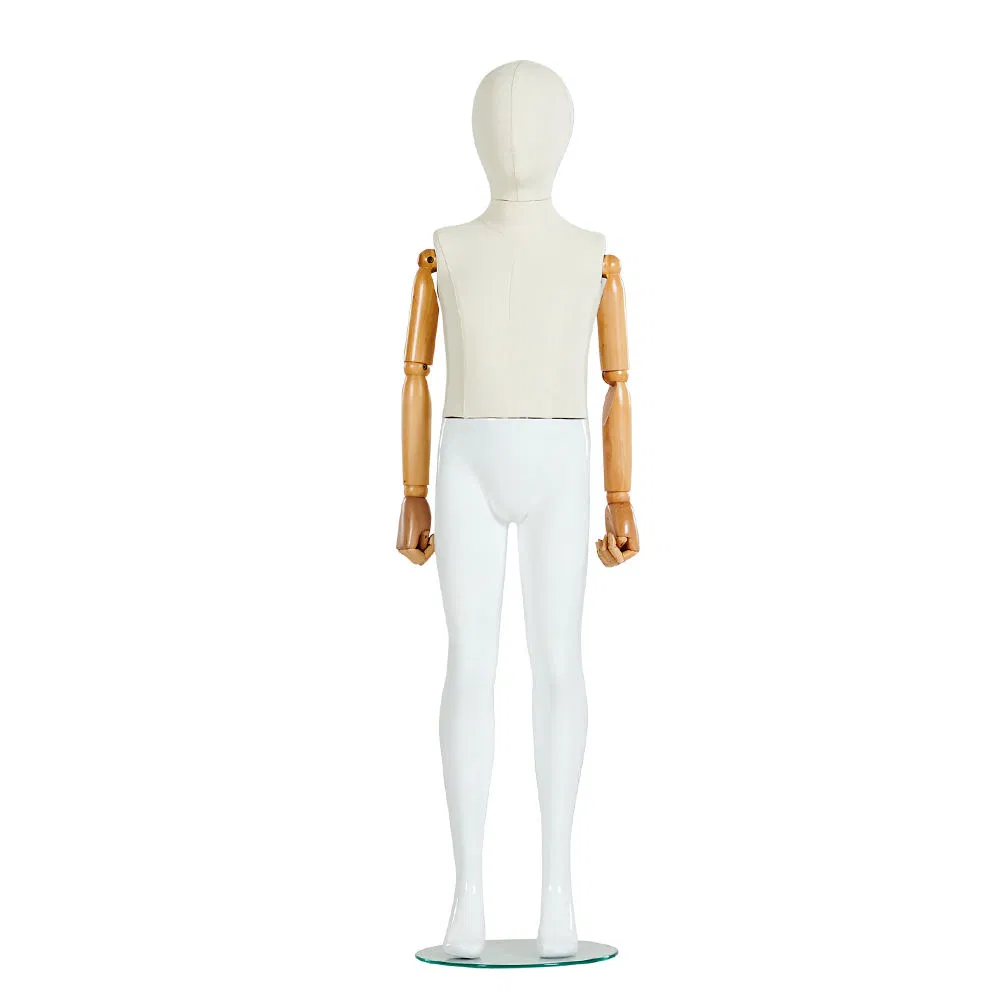 Cheap Wholesales Full Body Dress Form Fabric Child Mannequin with Wooden Arms