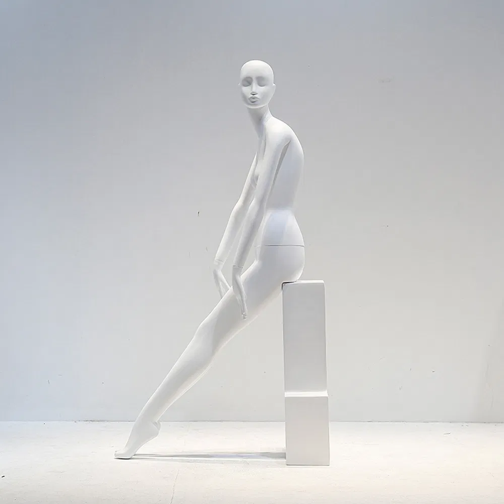 High End Full Body Standing Mannequin in Matt/Glossy White/Black with Realistic Face and Round Glass Base Made of PP/PE/ABS/Fiberglass for Male Clothes Display