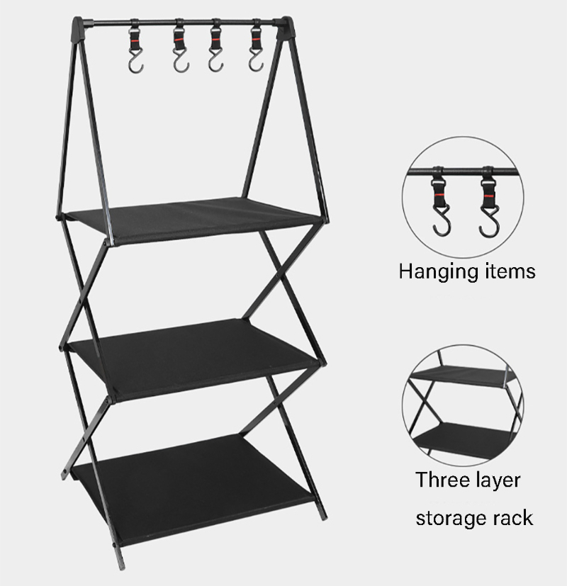 Outdoor Aluminum Alloy Multi-Layer Storage Rack Foldable Storage Rack Portable Clothes Hanger