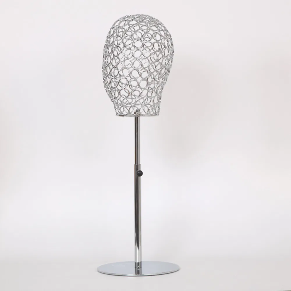 Luxury Unisex Metal Wire Head Mannequin in Glossy Rose Gold/Gold/Black/Silver with Round Adjustable Height Base Made of Plastic/Metal for Glasses/Caps Display