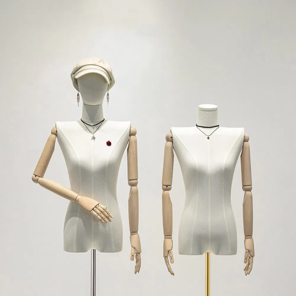 Best Price Headless Upper Body Mannequin in Matte/Glossy Black/White with Flat Shoulder and Adjustable Height Base Made of PP/PE/ABS for Female Clothes Display