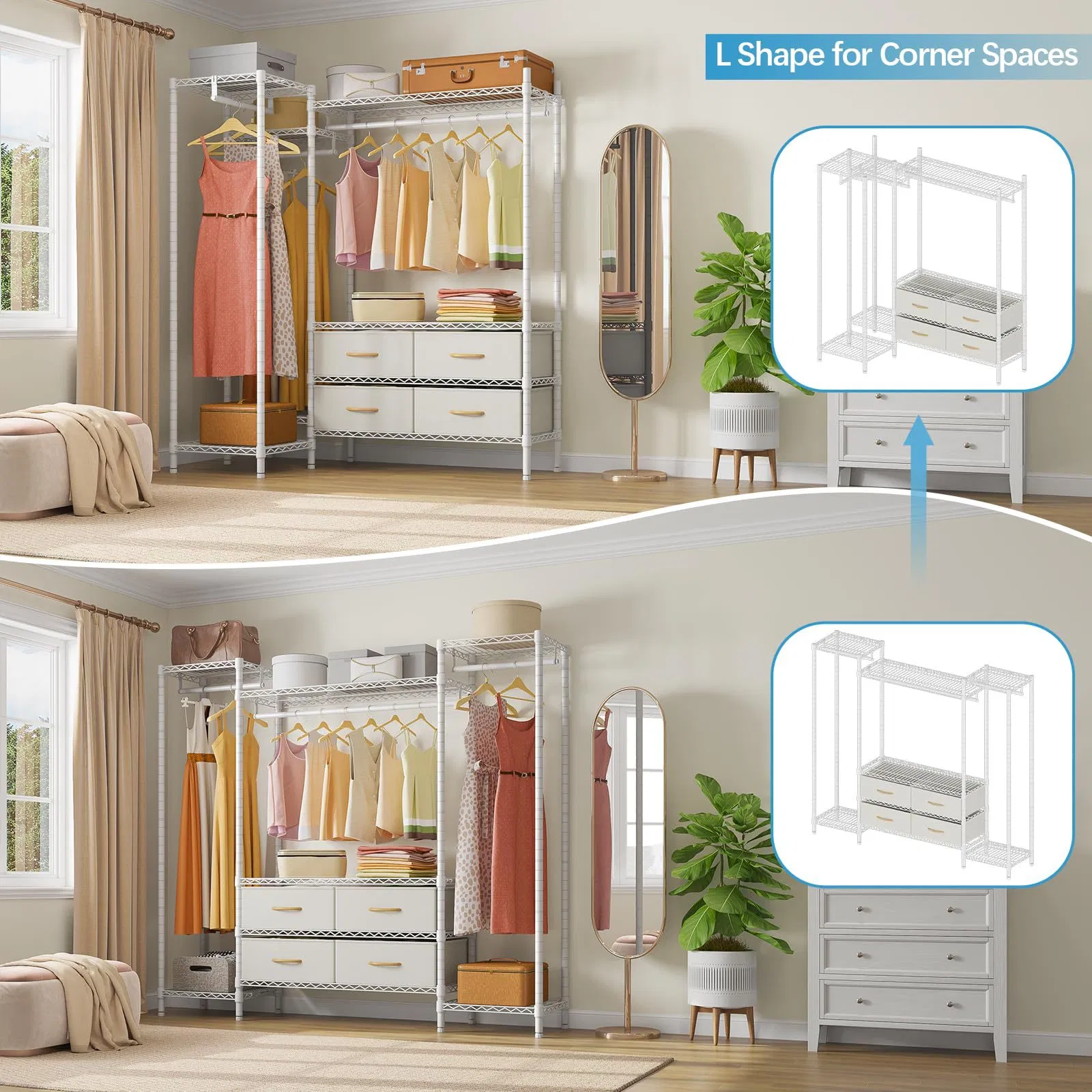 Multi-Functional Combination Clothes Hanger Hole-Free Floor-Standing Hanging Clothes Rack