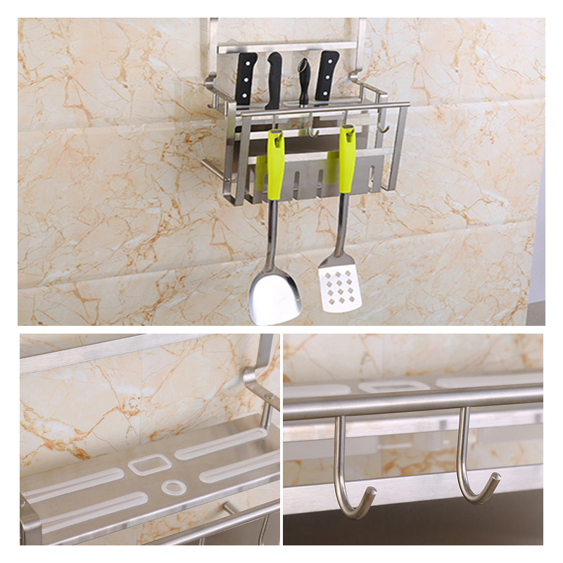 Wall-Mounted Cutlery Spatula Tool Chef Knife Fork Rack Kitchen Knives Storage Holder Organizer Hanger with Hook