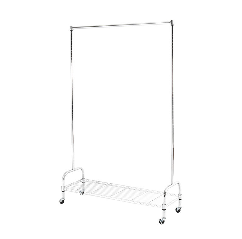 New Design Single-Rod Extended Metal Clothes Hanger Rack with Shelves