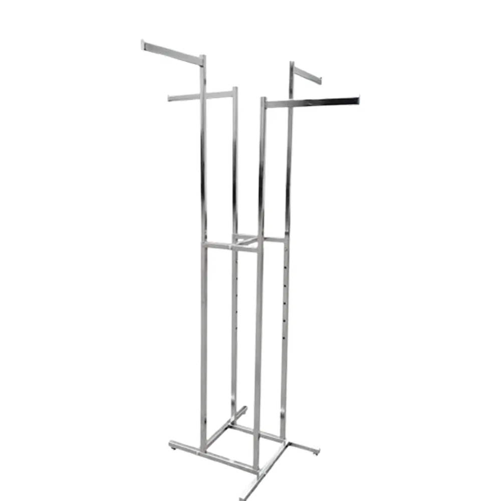 Hot Selling Floor Standing Four Way Clothes Rack in Black/White/ with Adjustable Height Made of Iron/Chromium Plating for Boutique/Houseware