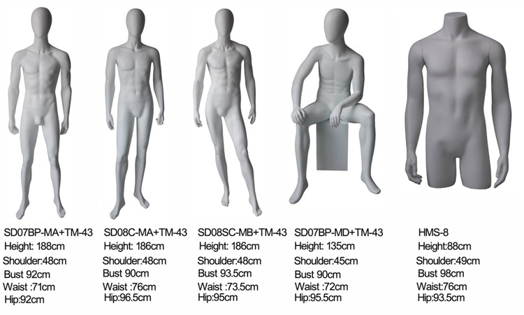 Custom High Quality Durable FRP Headless Male Display Mannequin