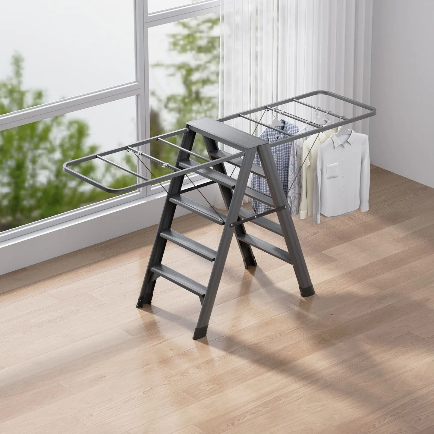 Laundry Foldable Metal Clothes Drying Display Hanger Rack for Homeuse