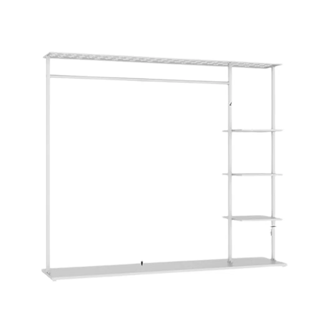 Floor Standing Storage Hanger, Clothing Store Simple Bag Hat Shoes Clothes Display Rack in Black/White/Golden with Layer Board Made of Iron for Boutique/Housew