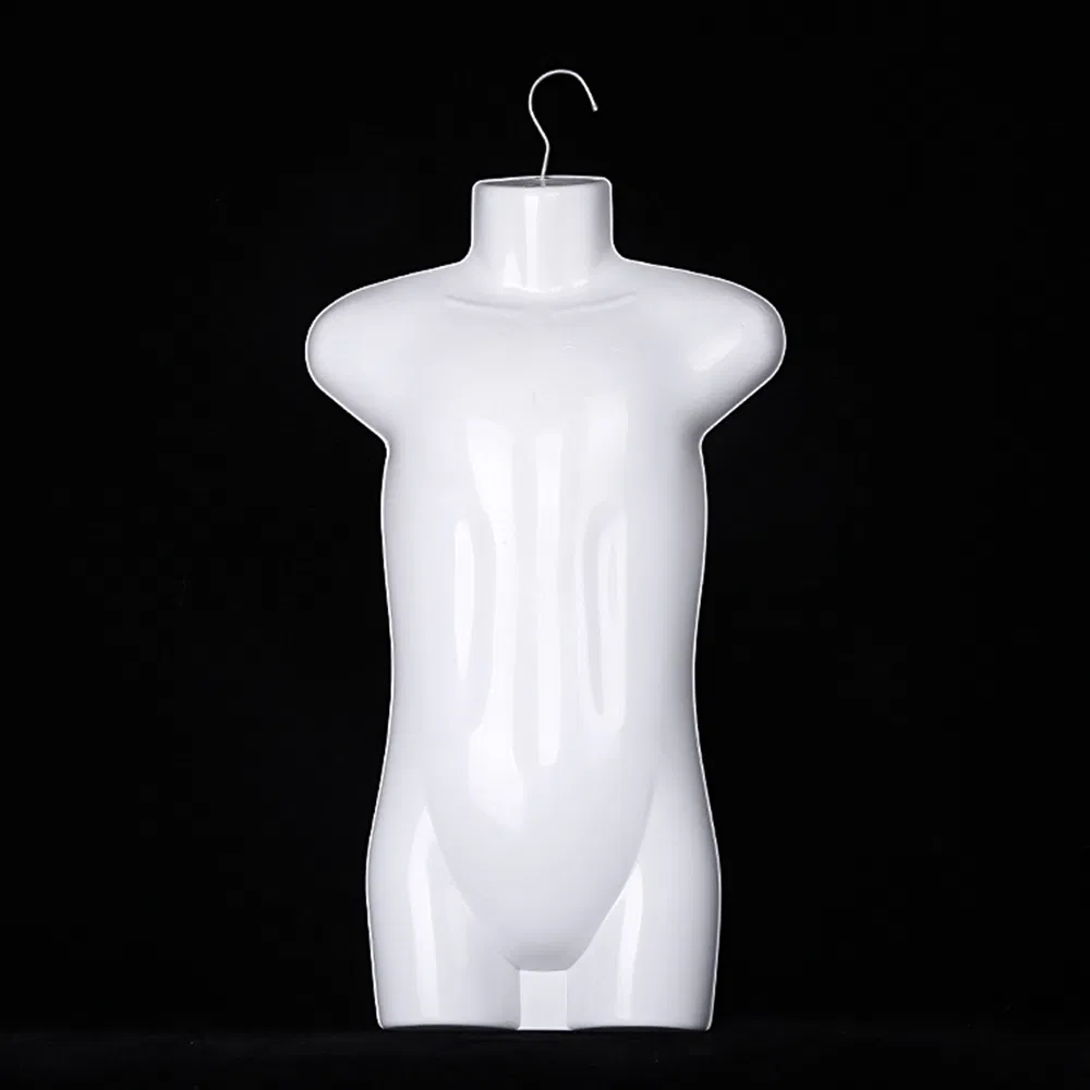 Factory Wholesale Hanging Headless Mannequin Slice in Glossy/Matt Transparent/White/Black with Metal Hanger Hook Made of PP/PE/ABS for Children Garment Display