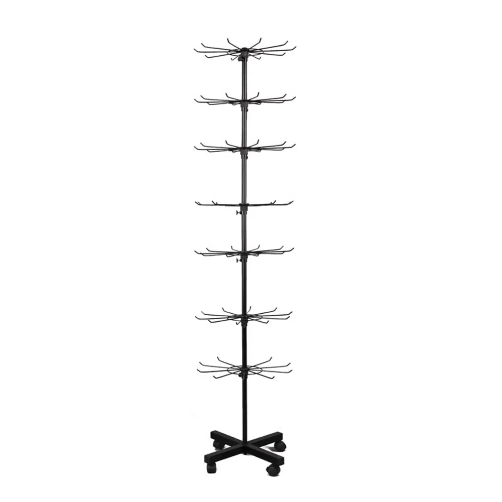 Mobile Multi-Layer Suspended Display Rack for Socks/Gloves/Hats in Black/White with Wheels Made of Iron Material for Clothing Store