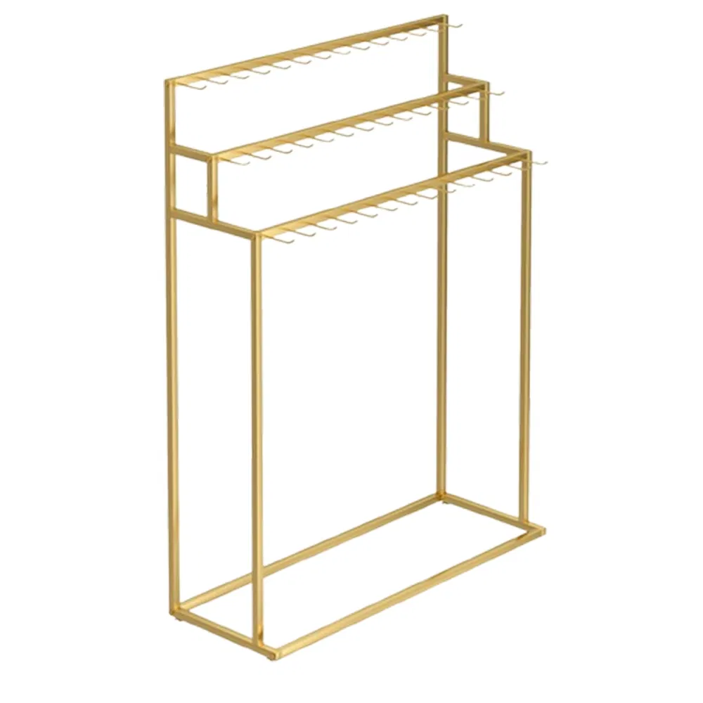 Factory Price Floor Standing Multi-Layer Suspended Display Rack for Belt/Tie in Black/Gold/White with Hook Made of Iron Material for Clothing Store