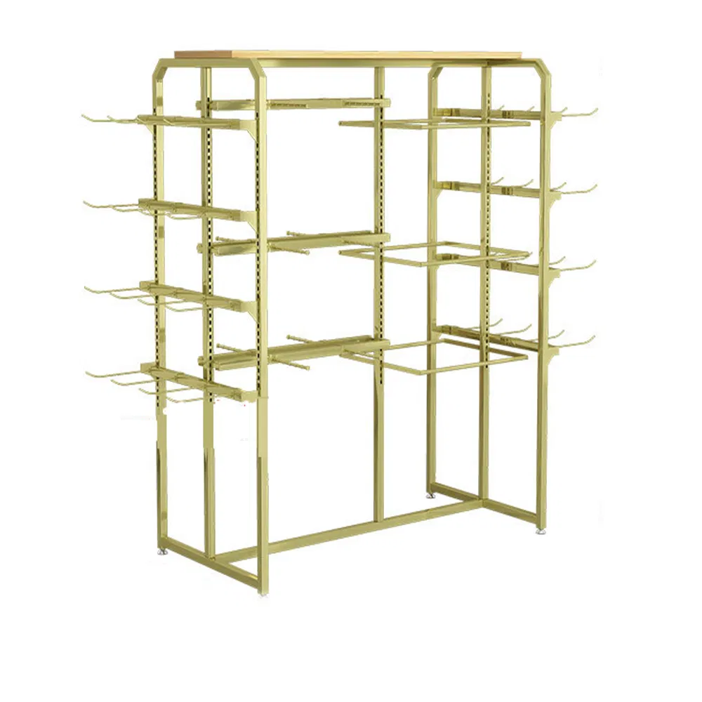 Direct Deal Adjustable Multi-Layer Double-Sided Shorts/Bras/Socks Display Rack in Black/White/Gold Made of Iron for Clothing Store