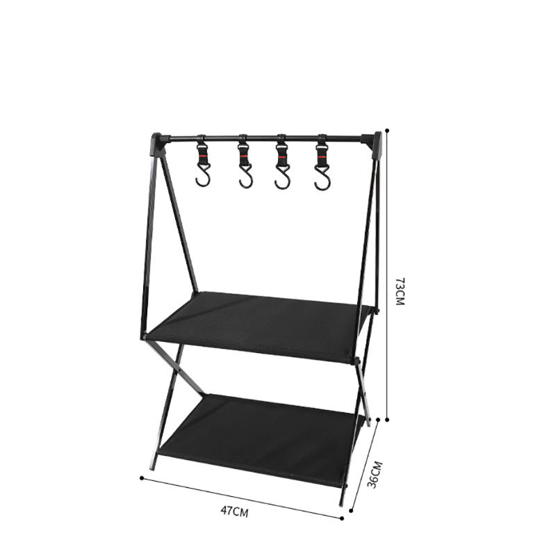 Outdoor Camping Multi-Layer Aluminum Alloy Folding Storage Rack Self Driving Camping Portable Clothes Hanger