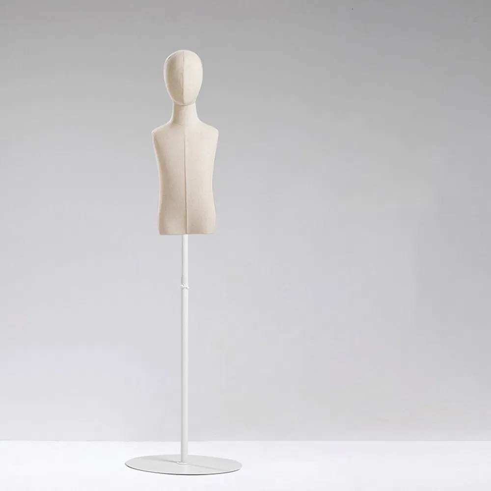 Best Quality Half Body Cloth Covered Mannequin in Matt/Glossy White/Black with Head and Different Size Made of PP/PE/ABS/Fiberglass for Children Clothes Display