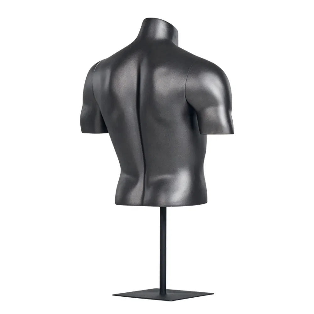 Headless Muscle Half Body Black Male Mannequin Upper Body with Stand