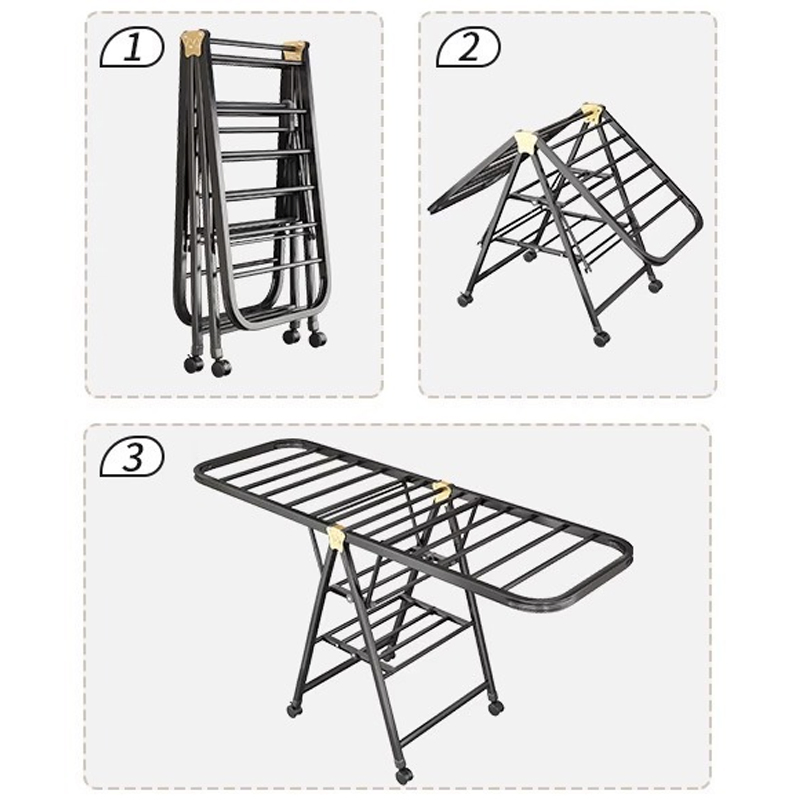 Sanipro Portable Wing Style Carbon Steel Laundry Dryer Hanger Bedroom Clothing Storage Rack Folding Clothes Drying Racks