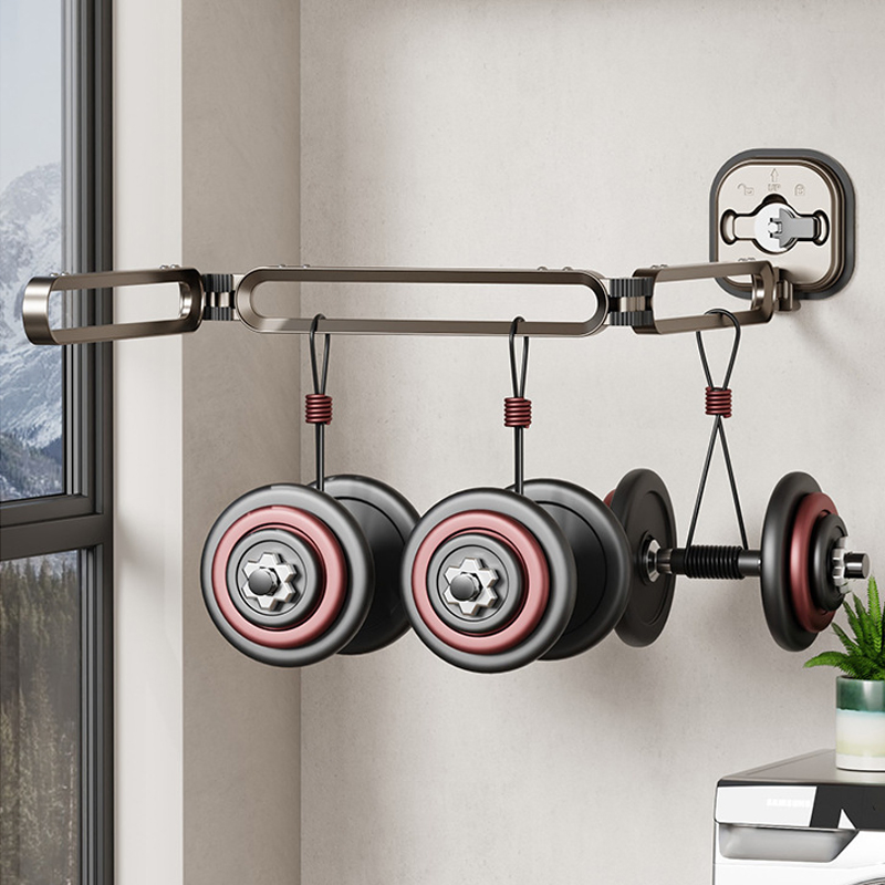 Sanipro Portable Punch-Free Wall-Mounted Tri-Fold Retractable Clothes Drying Hanger Collapsible Laundry Clothing Rack