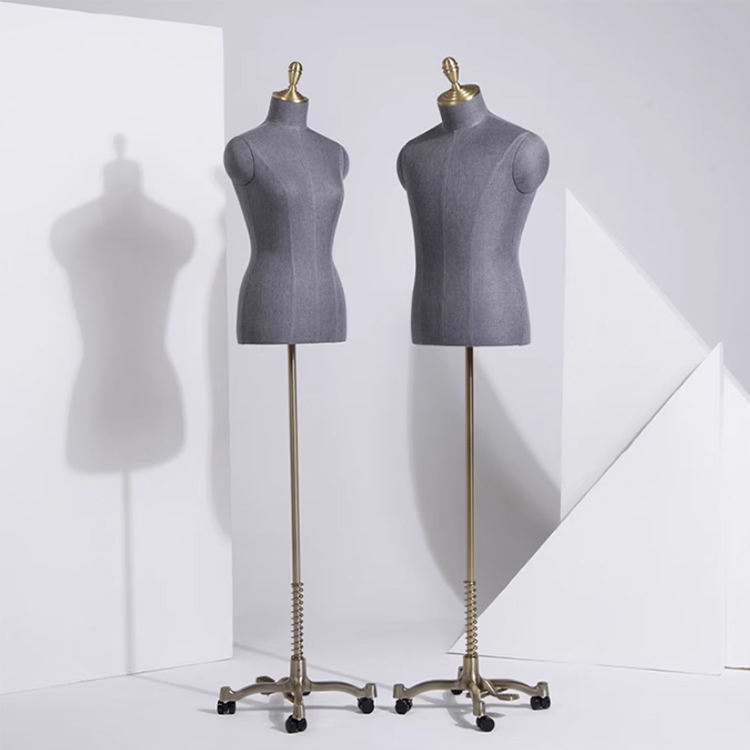 Fabric Covered Adjustable Height Upper Body Men's Shop Male Suit Mannequin Dummy