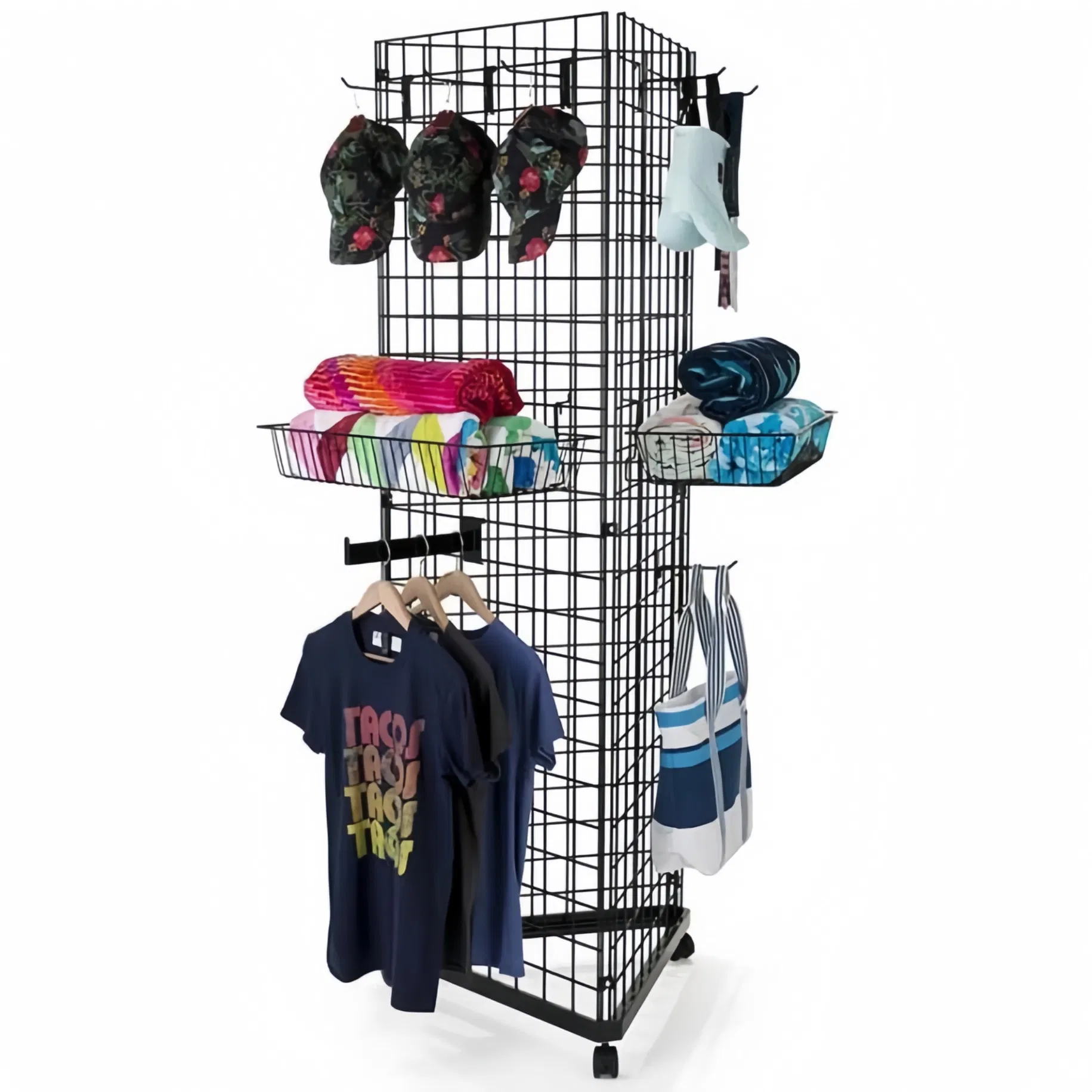 Metal Wire Grid Slatgrid Floor Display Racks Wholesale for Retail Use